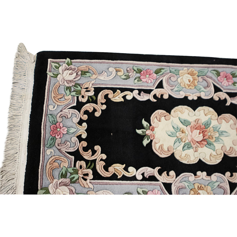 High-Quality Hand-Knotted Black And Grey Area Rug