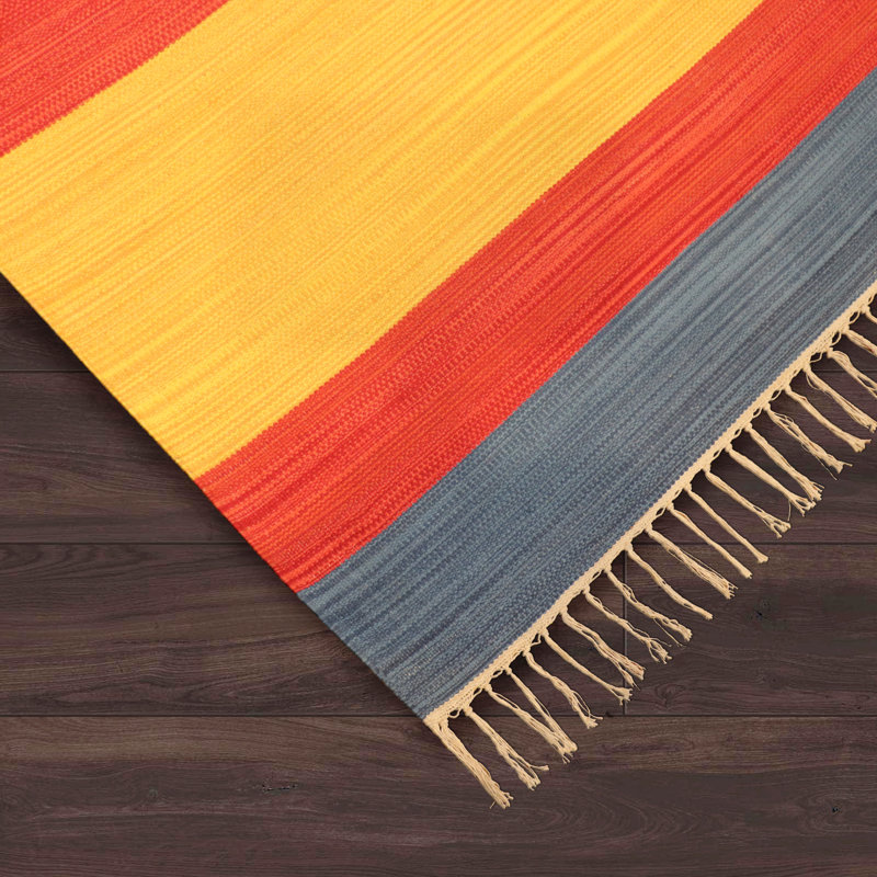 Anatolian Flatweave Cotton Multicolor Area Rug, Rectangle 6' x 9'