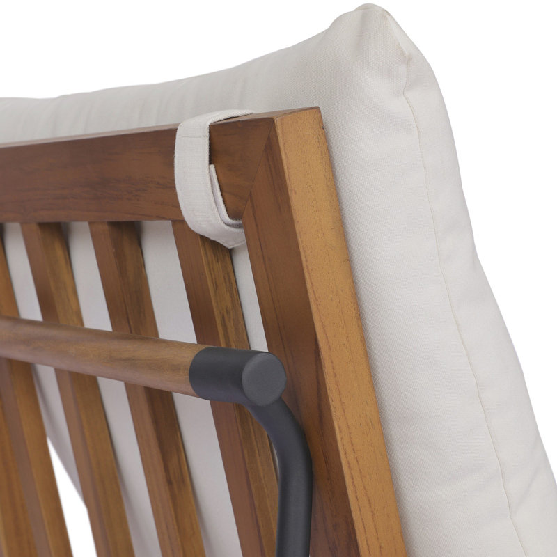 Chaise de terrasse avec coussin Nabi, Brun moyen