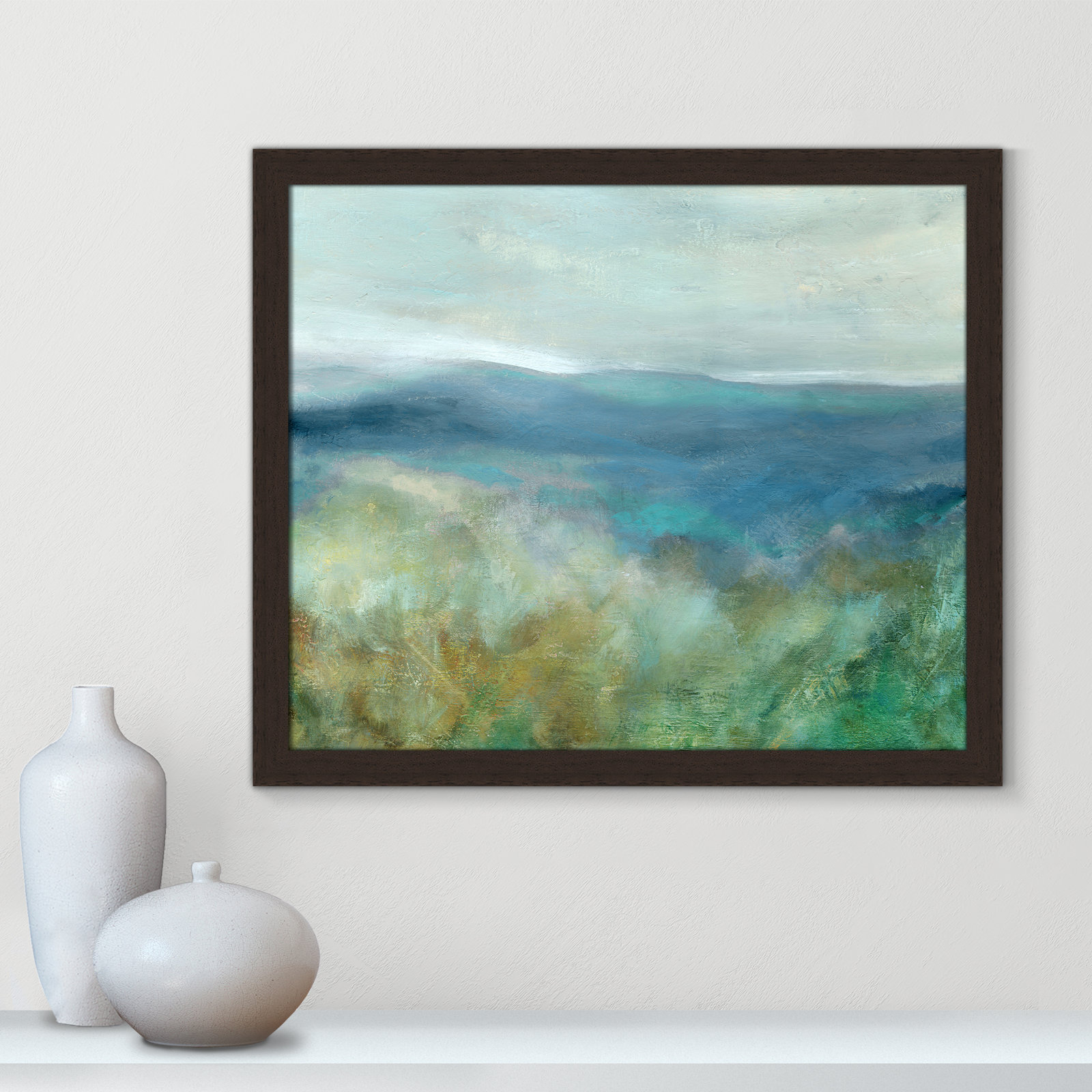 Adamsville "Blue Mountain Overlook" Painting, 22.5" H x 26.5" W x 1.12" D, Walnut Framed