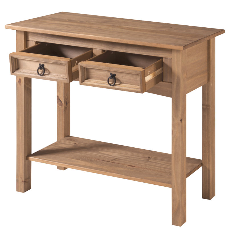 Dinnington 34.49'' Solid Wood Console Table, Antique Brown, Brown