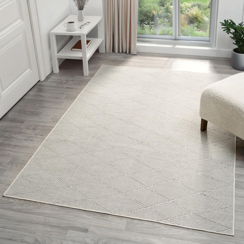 Modern Outdoor Geometric Area Rug, Non-Slip Washable Carpet, Rectangle 6' x 9'