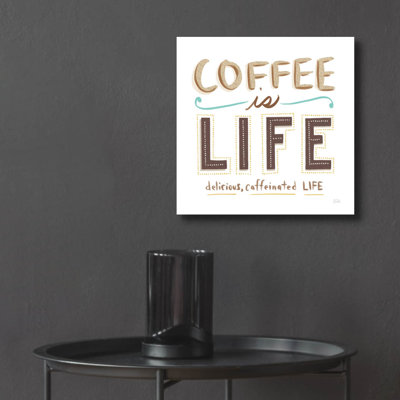 Art mural en verre rouge «Coffee Is Life 1» par Melissa Averinos