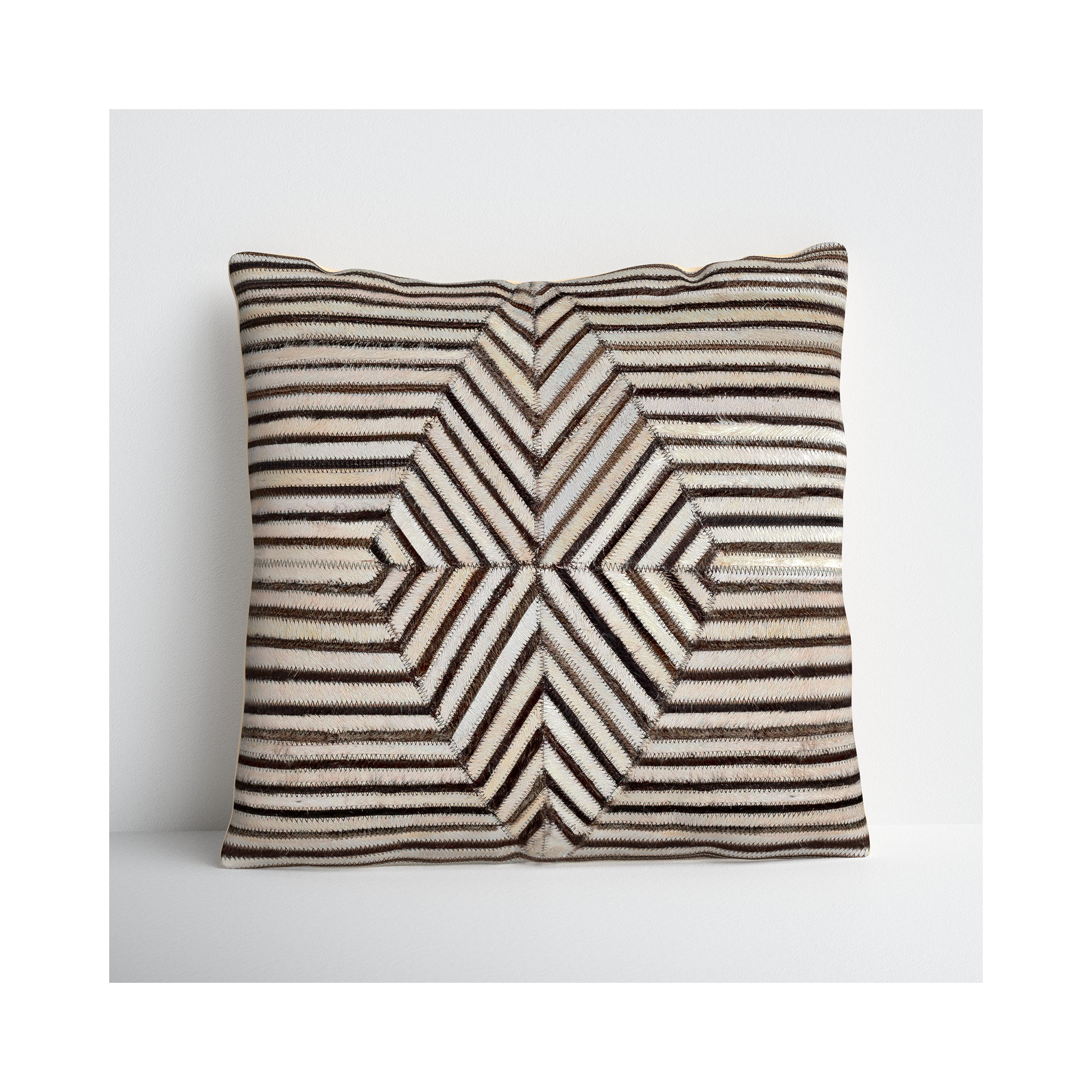 Coleridge Throw Pillow, Polyester/Polyfill, Dark Brown/Cream Stripped