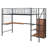 Twin Size Metal Loft Bed with L-Shaped Desk, Ladder Shelves, Wardrobe & Metal Grid for Storage-1987378050