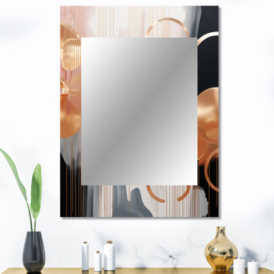 Or et blanc abstrait formes harmonie II - miroir mural formes abstraites, miroir décoratif doré, art imprimé en métal