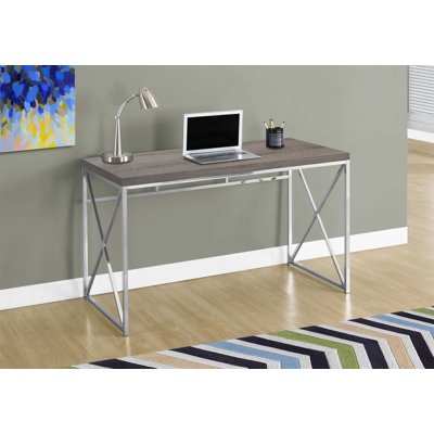 Modern Laminate Computer Desk With Chrome Metal Base, Perfect For Home Office And Small Spaces