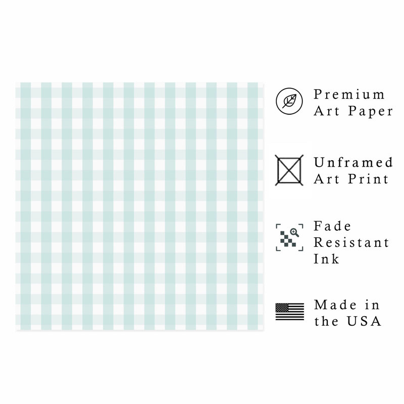 Abstract Light Mint Plaid Modern Unframed Art Print, 16" H x 16" W
