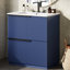 Meuble-lavabo de 30 po en bleu avec conception cannelée, système double, comptoir brillant et poignée de rangement pratique et autoportante-1949899628