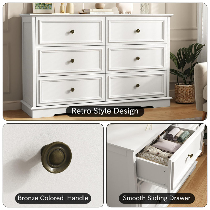 Valera 6 Drawer 47.2" W Double Dresser , White