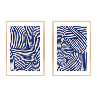 Blue Waves. Set of 2 by Marco Marella for Studio M - Framed Wall Art