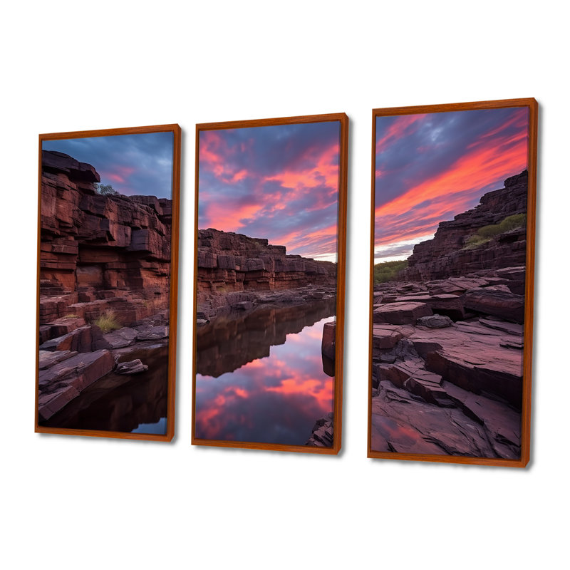 Cazares - Ensemble d'art mural Canyon, H 40 po x l 60 po x P 1 po, Cadre flottant brun