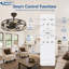 Ventilateurs de plafond 26 po à cage noire avec télécommande d'application pour la chambre à coucher de patio, ventilateur encastré de ferme avec minuterie réversible à 6 vitesses -1086386088-1086386089