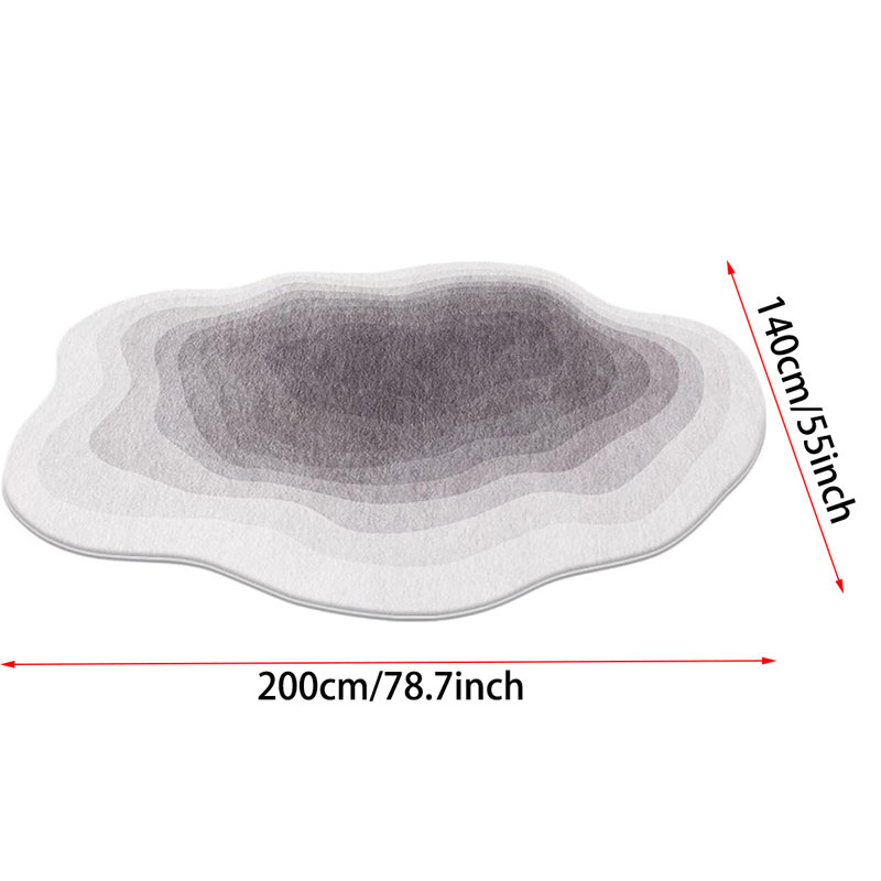 Modern Abstract Area Rug, Gradient Irregular Carpets For Living Room, Cloud Shape Bedside Rug, Non-slip Washable Large Area For Bedroom Entryway Dorm Kitchen, Gray