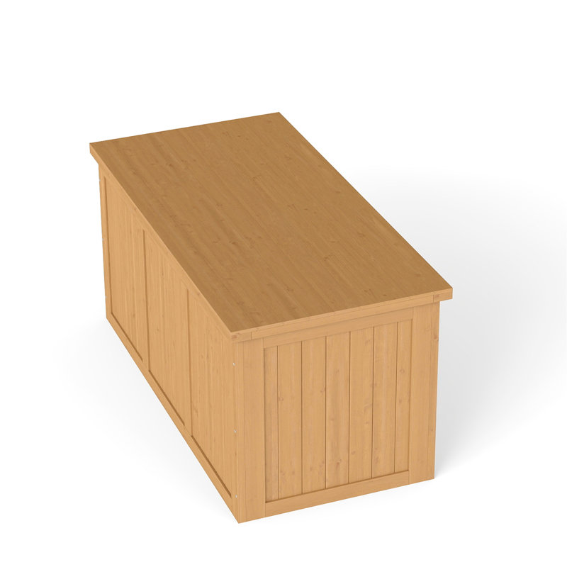 67 Gallon Solid Wood Deck Box For Porches And Poolside, Featuring A Thumb Groove Hinged Lid, 5.31 In Package Height Patios, To Avoid Hand Clamping,