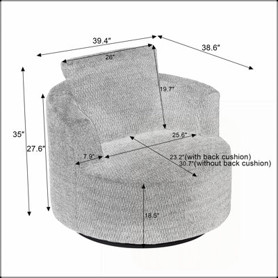 Fauteuil d'appoint pivotant à 360 ° compressible - siège moderne et confortable pour salon, bureau et appartement