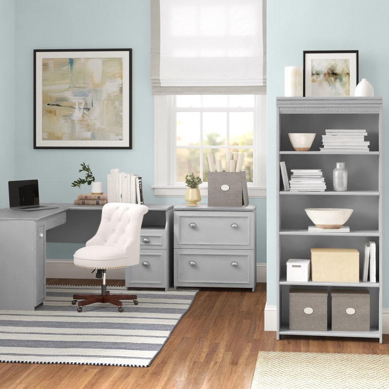 Huckins 3 Piece Computer Desk Office Set, Cape Cod Gray