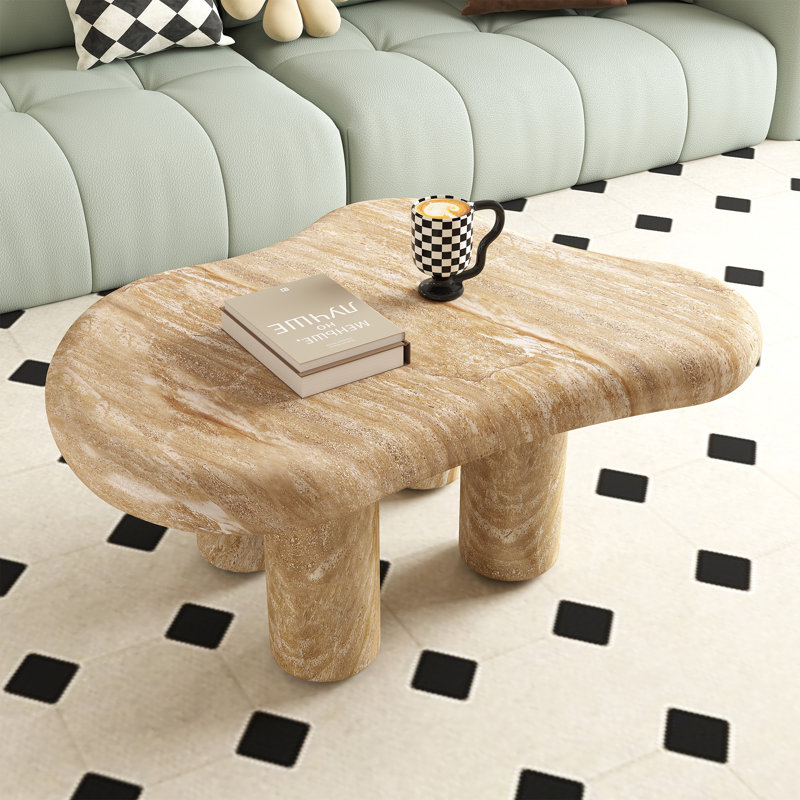 Table basse Cloud avec 4 pieds, table basse moderne pour le salon / la chambre à coucher / la chambre d'amis, Jaune