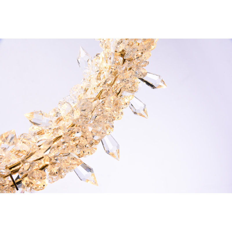 1 - Light Dimmable LED Pendant With Clear Crystal Beading, 15.75" H x 15.17" W x 15.75" D