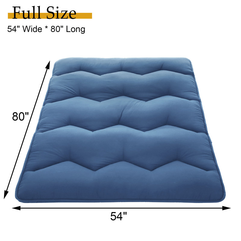 Matelas de futon pliable japonais, Bleu, Lit double
