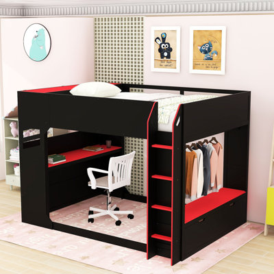 Full Loft Bed With Adjustable Desk, RGB Lighting, And Ample Storage