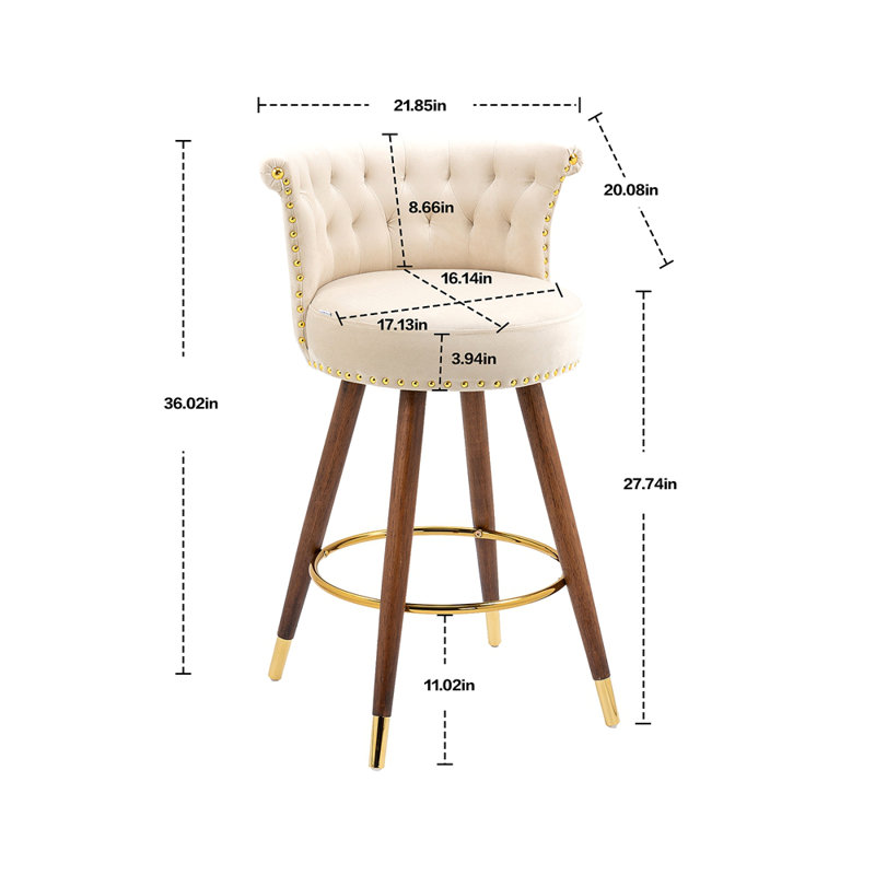 Swivel Bar Stools With Backrest Footrest ,With A Fixed Height Of 360 Degrees