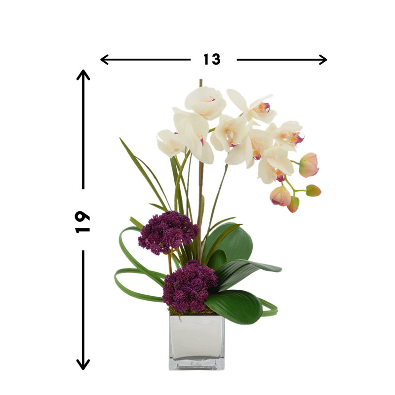 Faux Orchid in Mirrored Vase