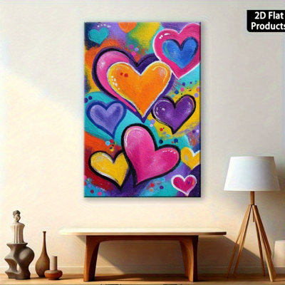 «Cheerful Colorful Hearts», reproduction sur toile - Urban Studio