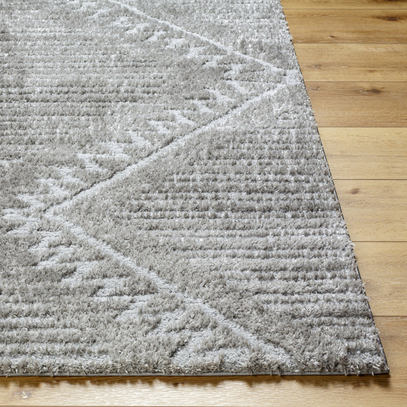 Khlani Kaja Southwestern Gray Shag Area Rug, Rectangle 7' x 9'
