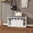 Modern Shoe Storage Bench, 2-Tier Entryway Bench With 2 Sliding Barn Doors & Full Soft Removable Seat Cushion For Entryway, Hallway, Bedroom-White