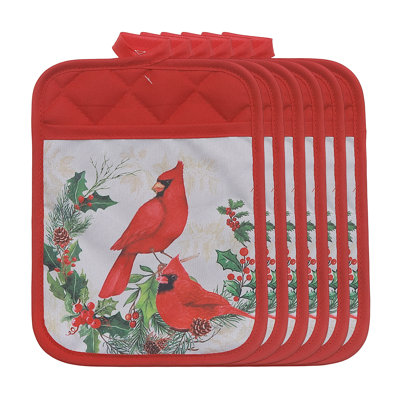 Pot à casseroles avec poche (Cardinals perché sur une couronne) - ensemble de 6