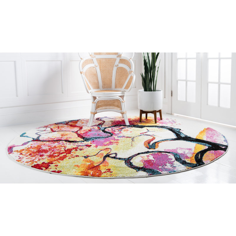 Lorene Floral Indoor Rug, Round 6'1"