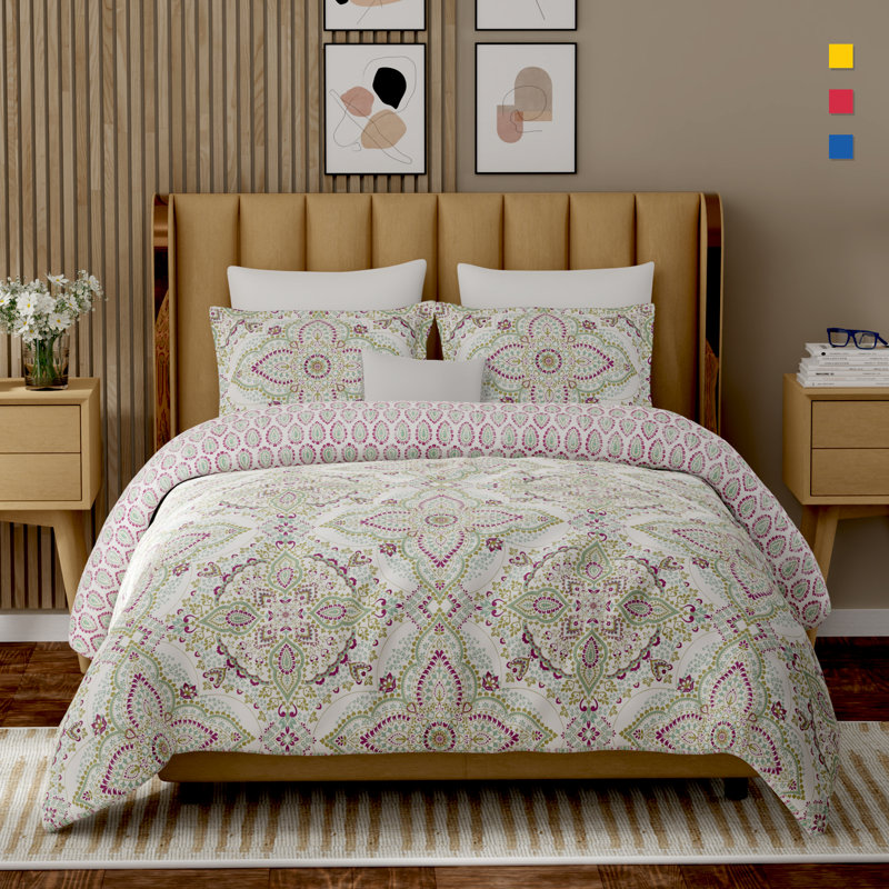 Ensemble de housse de couette 100% coton couleur percale 3 pièces Color Sense, Jaipur abstrait