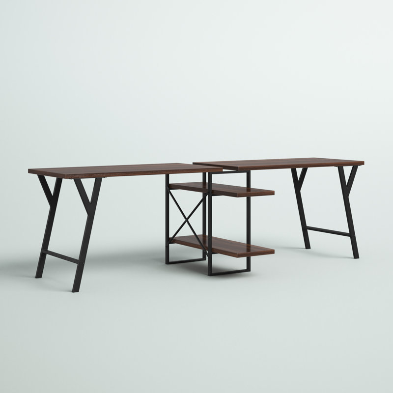 Aldo Metal Base Writing Desk, Antique Walnut