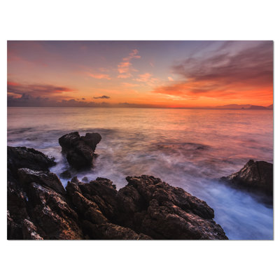 Lever de soleil sur la côte de la Sicile - reproduction de photo sur toile tendue