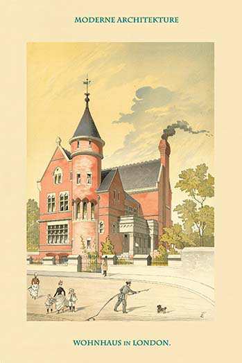 Maison à london, angleterre-impression d’art graphique, H 36 po x l 24 po x P 1,5 po