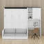 Lit escamotable double avec canapé, bureau et armoire de rangement, lit mural pliable en bois massif, aucun sommier nécessaire-240387715