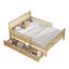 Full Size Wood Platform Bed with Guardrails on Both Sides and Two Storage Drawers ,Natural
