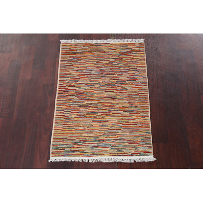 Tapis en laine rayé Gabbeh Kashkoli