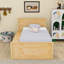 Lit plateforme en bois avec lit gigogne escamotable peu encombrant et tablettes de rangement intégrées-1035579034-1035579033