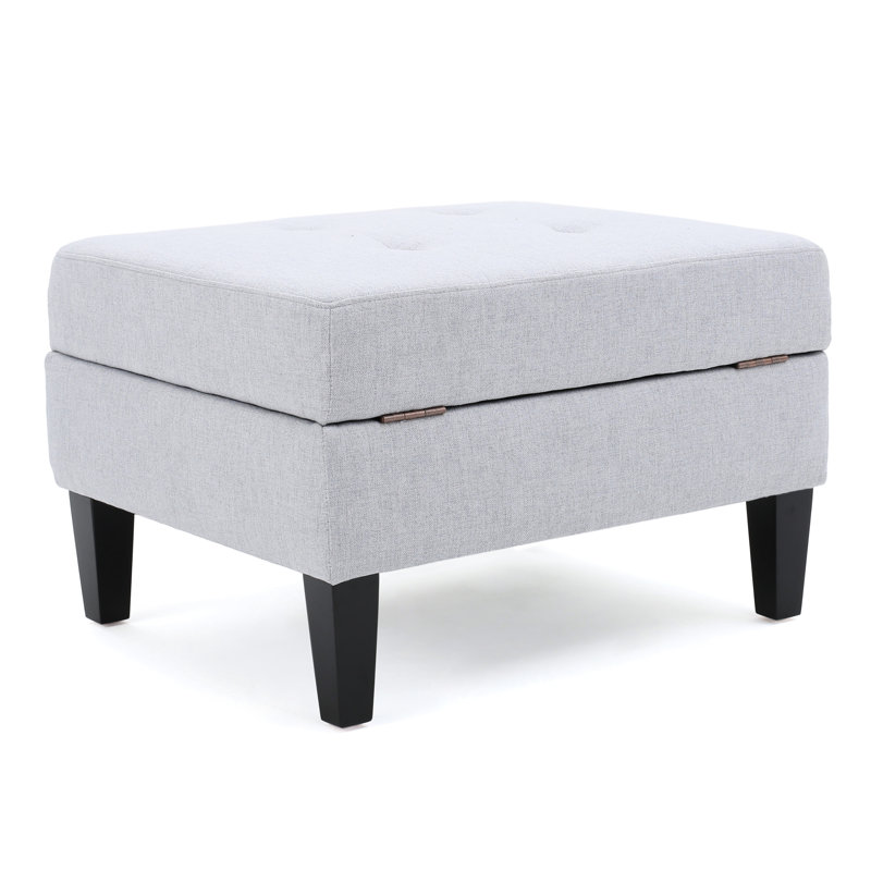 Modern With Waffle Pattern And Birch Wood Support, Grey, 28.75W X 23.25D 18.50H Contemporary Grey Delicate Stitch Legs,