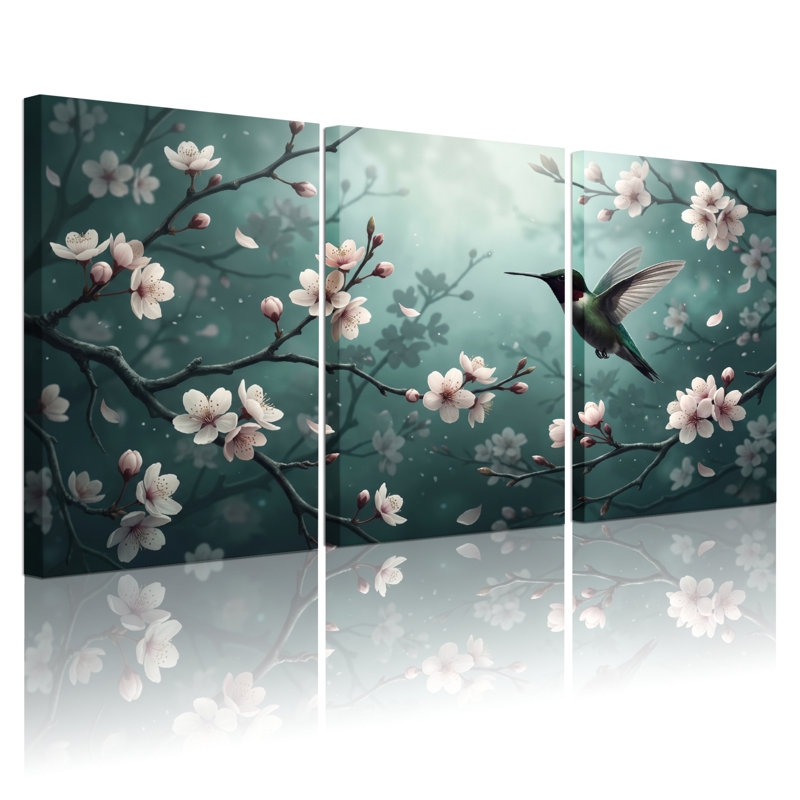 Ensemble de 3 tableaux sur toile tendue représentant des fleurs et des oiseaux, pour la décoration du salon, de la chambre et de la maison.