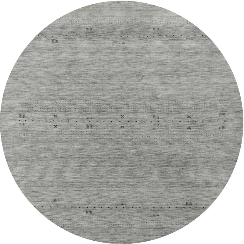 Tapis contemporain gris, Rond 6 pi x 6 pi