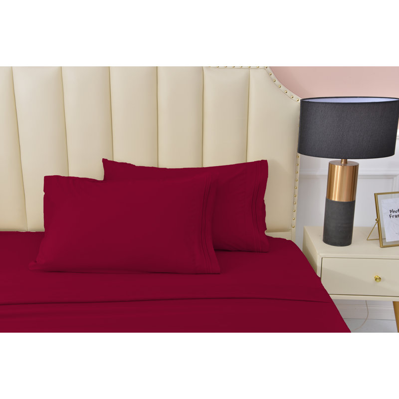 Ensemble de draps en rayonne de bambou, Grand, Rouge