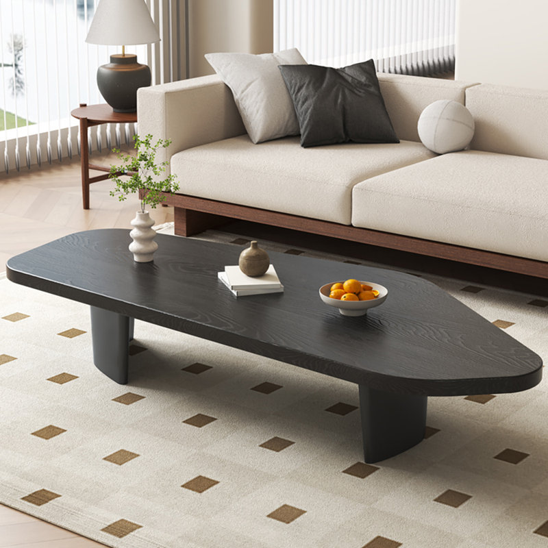 Solid wood new style creative tea table, 16.54" H x 62.99" L x 31.5" W, Black, Black