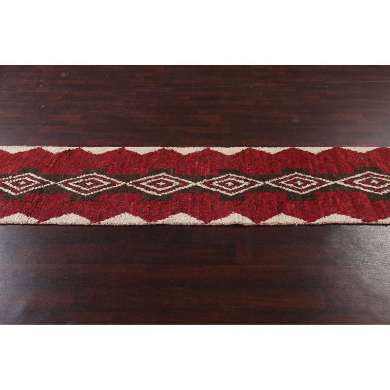 Tapis de couloir géométrique en laine marocain noué à la main 2 x 12