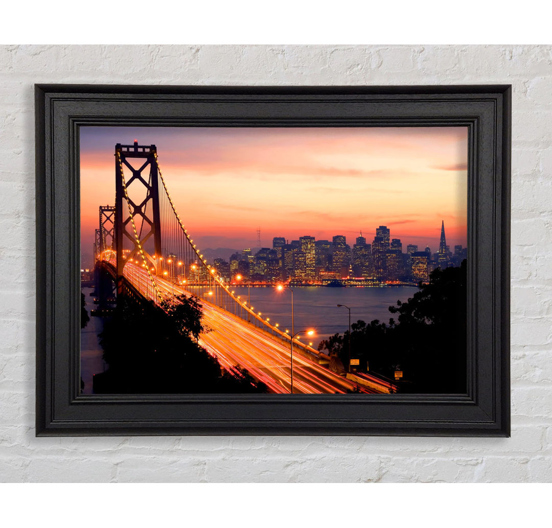 Golden Gate Bridge zur Stadt Gerahmter Druck