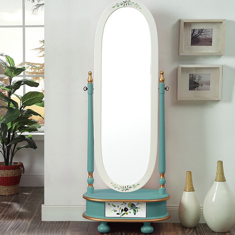 Modern Painted Arched-Panel Drawer Full-Length Mirror