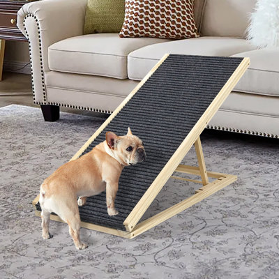 Upgraded Dog Ramp For Bed, Extra Wide With Excellent Traction Small Dogs To Get On Couch And Car, Non-slip Rubber Surface, 16" Holds Up 80lb, Adjustable, Foldable, No Assembly Needed & Easy Store,