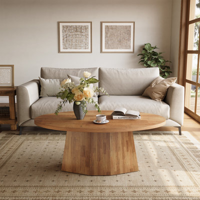47" Oval Coffee Table, Farmhouse Center Accent Table for Living Room